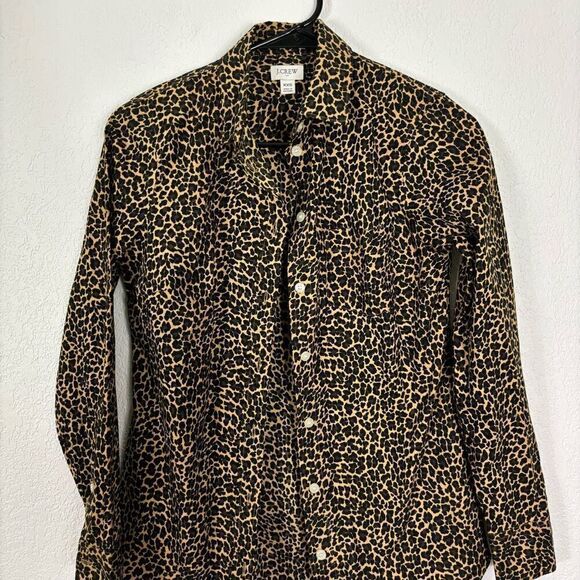 J. Crew Leopard Print Collared Button Down Dress Shirt - Picture 3 of 6